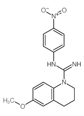 6-methoxy-N-(4-nitrophenyl)-3,4-dihydro-2H-quinoline-1-carboximidamide结构式