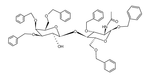 benzyl 2-acetamido-3,6-di-O-benzyl-2-deoxy-4-O-(3,4,6-tri-O-benzyl-β-D-mannopyranosyl)-α-D-glucopyranoside Structure