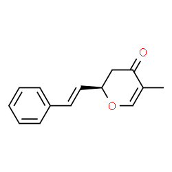 4H-Pyran-4-one,2,3-dihydro-5-methyl-2-[(1E)-2-phenylethenyl]-,(2R)-(9CI) Structure