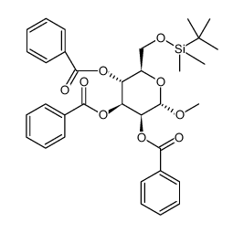 Methyl-6-O-(tert.-butyldimethylsilyl)-2,3,4-tri-O-benzoyl-α-D-mannopyranoside结构式
