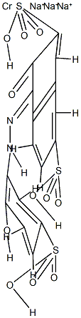 trisodium [3-hydroxy-4-[(2-hydroxy-5-sulphophenyl)azo]naphthalene-2,7-disulphonato(5-)]chromate(3-)结构式