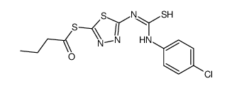 S-[5-[(4-chlorophenyl)carbamothioylamino]-1,3,4-thiadiazol-2-yl] butanethioate Structure