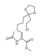 (Z)-2-Acetylamino-7-[2-(2-chloro-ethyl)-[1,3]dioxolan-2-yl]-hept-2-enoic acid methyl ester结构式
