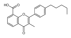3-methyl-4-oxo-2-(4-pentylphenyl)chromene-8-carboxylic acid Structure