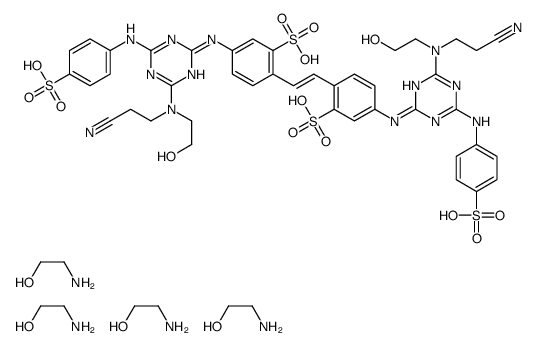 2-aminoethanol,5-[[4-[2-cyanoethyl(2-hydroxyethyl)amino]-6-(4-sulfoanilino)-1,3,5-triazin-2-yl]amino]-2-[(E)-2-[4-[[4-[2-cyanoethyl(2-hydroxyethyl)amino]-6-(4-sulfoanilino)-1,3,5-triazin-2-yl]amino]-2-sulfophenyl]ethenyl]benzenesulfonic acid Structure