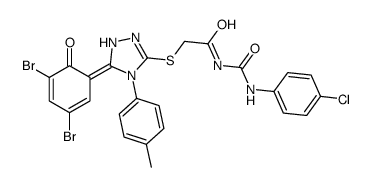 N-[(4-chlorophenyl)carbamoyl]-2-[[(5Z)-5-(3,5-dibromo-6-oxocyclohexa-2,4-dien-1-ylidene)-4-(4-methylphenyl)-1H-1,2,4-triazol-3-yl]sulfanyl]acetamide Structure