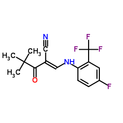 (2E)-2-({[4-Fluoro-2-(trifluoromethyl)phenyl]amino}methylene)-4,4-dimethyl-3-oxopentanenitrile Structure