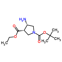 3-乙基(3S,4S)-4-氨基吡咯烷-1,3-二羧酸1-叔丁基酯结构式