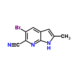 5-Bromo-2-methyl-1H-pyrrolo[2,3-b]pyridine-6-carbonitrile结构式