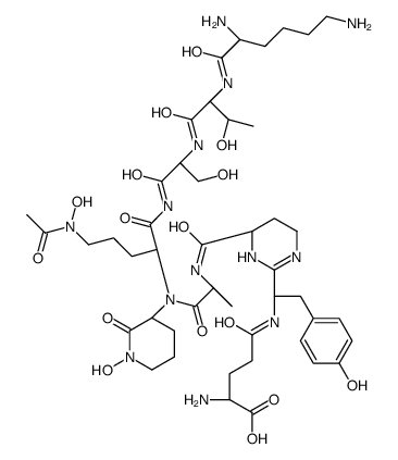 5-[[1-[6-[[(2R)-1-[[(2S)-5-[acetyl(hydroxy)amino]-1-[[(2R)-2-[[(2S,3R)-2-[[(2S)-2,6-diaminohexanoyl]amino]-3-hydroxybutanoyl]amino]-3-hydroxypropanoyl]amino]-1-oxopentan-2-yl]-(1-hydroxy-2-oxopiperidin-3-yl)amino]-1-oxopropan-2-yl]carbamoyl]-1,4,5,6-tetra Structure