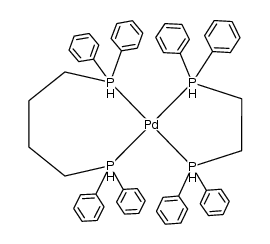 {Pd(1,2-bis(diphenylphosphino)ethane)(1,4-bis(diphenylphosphino)butane)} Structure