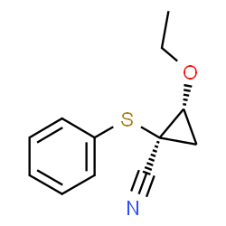 Cyclopropanecarbonitrile, 2-ethoxy-1-(phenylthio)-, trans- (9CI)结构式