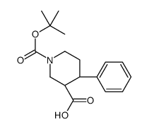 (3R,4R)-1-{[(2-Methyl-2-propanyl)oxy]carbonyl}-4-phenyl-3-piperid inecarboxylic acid结构式