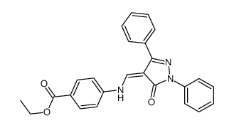 4-[[(3,4-Dihydro-3-oxo-2,5-diphenyl-2H-pyrazol-4-ylidene)methyl]amino]benzoic acid ethyl ester Structure