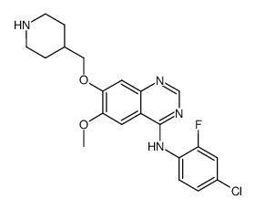 4-(4-chloro-2-fluoroanilino)-6-methoxy-7-(piperidin-4-ylmethoxy)quinazoline Structure