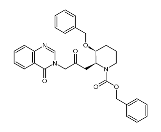 2,3-cis-3-benzyloxy-1-benzyloxycarbonyl-2-[2-oxo-3-(4-oxo-4H-quinazolin-3-yl)propyl]piperidin结构式