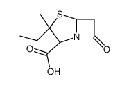 (2S,3S,5R)-3-ethyl-3-methyl-7-oxo-4-thia-1-azabicyclo[3.2.0]heptane-2-carboxylic acid结构式