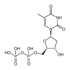 [hydroxy-[[3-hydroxy-5-(5-methyl-2,4-dioxo-pyrimidin-1-yl)-oxolan-2-yl]methoxy]phosphoryl]oxyphosphonic acid structure