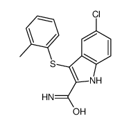 5-chloro-3-(2-methylphenyl)sulfanyl-1H-indole-2-carboxamide结构式