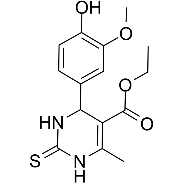 ethyl 4-(4-hydroxy-3-methoxyphenyl)-2-mercapto-6-methyl-1,4-dihydropyrimidine-5-carboxylate结构式