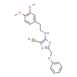 5-{[2-(3,4-dimethoxyphenyl)ethyl]amino}-2-(phenoxymethyl)-1,3-oxazole-4-carbonitrile structure