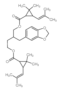 Cyclopropanecarboxylicacid, 2,2-dimethyl-3-(2-methyl-1-propenyl)-,2-(1,3-benzodioxol-5-ylmethyl)-1,4-butanediyl ester (9CI) structure