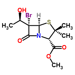 methyl [2S-[2α,5α,6α,6(S*)]]-6-bromo-6-(1-hydroxyethyl)-3,3-dimethyl-7-oxo-4-thia-1-azabicyclo[3.2.0]heptane-2-carboxylate结构式