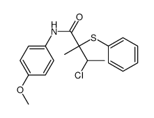 3-chloro-N-(4-methoxyphenyl)-2-methyl-2-phenylsulfanylbutanamide结构式