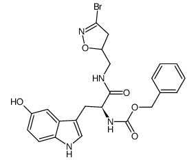 5-(N-benzyloxycarbonyl-L-5-hydroxytryptophanamidomethyl)-3-bromo-4,5-dihydroisoxazole Structure