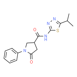 5-oxo-1-phenyl-N-[5-(propan-2-yl)-1,3,4-thiadiazol-2-yl]pyrrolidine-3-carboxamide结构式
