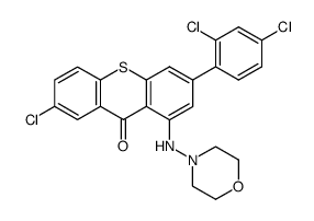 7-chloro-3-(2,4-dichlorophenyl)-1-(4-morpholinylamino)-9H-thioxanthen-9-one结构式
