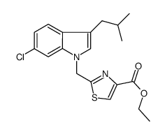 ethyl 2-{[6-chloro-3-(2-methylpropyl)-1H-indol-1-yl]methyl}-1,3-thiazole-4-carboxylate结构式