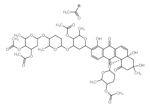 Benz[a]anthracene-1,7,12(2H)-trione,9-[4-O-acetyl-2,6-dideoxy-3-O-[[2S-(2a,5b,6b)]-5-[(3,4-di-O-acetyl-2,6-dideoxy-b-D-arabino-hexopyranosyl)oxy]tetrahydro-6-methyl-2H-pyran-2-yl]-b-D-arabino-hexopyra picture