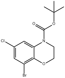 4-N-Boc-8-bromo-6-chloro-2,3-dihydro-benzo[1,4]oxazine结构式