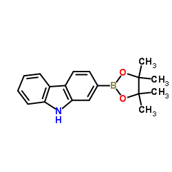 2-(4,4,5,5-四甲基-1,3,2-二氧杂环戊硼烷-2-基)-9H-咔唑结构式