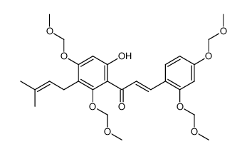 3-(2,4-bis(methoxymethoxy)phenyl)-1-(6-hydroxy-2,4-bis(methoxymethoxy)-3-(3-methylbut-2-en-1-yl)phenyl)prop-2-en-1-one结构式