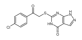 6-((2-(4-chlorophenyl)-2-oxoethyl)thio)-1H-pyrazolo[3,4-d]pyrimidin-4(5H)-one结构式