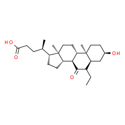 (R)-4-((3R,5S,8S,9S,10S,13R,14S,17R)-6-ethyl-3-hydroxy-10,13-dimethyl-7-oxo-hexadecahydro-1H-cyclopenta[a]phenanthren-17-yl)pentanoic acid structure