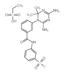 3-[[3-(4,6-diamino-2,2-dimethyl-1,3,5-triazin-1-yl)benzoyl]amino]benzenesulfonyl fluoride; ethanesulfonic acid structure