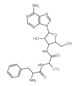 Adenine, 9-[3-[L-2-(L-a-aminohydrocinnamamido)propionamido]-3-deoxy-b-D-arabinofuranosyl]- (8CI) structure