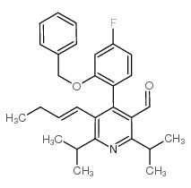 3-Pyridinecarboxaldehyde, 5-(1-buten-1-yl)-4-[4-fluoro-2-(phenylmethoxy)phenyl]-2,6-bis(1-methylethyl)- structure