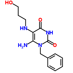 6-Amino-1-benzyl-5-(3-hydroxy-propylamino)-1H-pyrimidine-2,4-dione structure