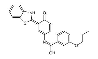 N-[(3E)-3-(3H-1,3-benzothiazol-2-ylidene)-4-oxocyclohexa-1,5-dien-1-yl]-3-butoxybenzamide结构式