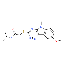 Acetamide, 2-[(8-methoxy-5-methyl-5H-1,2,4-triazino[5,6-b]indol-3-yl)thio]-N-(1-methylethyl)- (9CI) picture