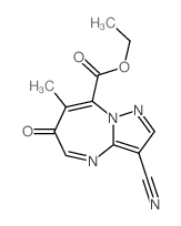 ethyl 8-cyano-3-methyl-4-oxo-1,6,10-triazabicyclo[5.3.0]deca-2,5,7,9-tetraene-2-carboxylate structure