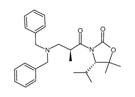 (2'S,4S)-5,5-dimethyl-4-iso-propyl-3-[3'-(N,N-dibenzylamino)-2'-methylpropanoyl]oxazolidin-2-one结构式