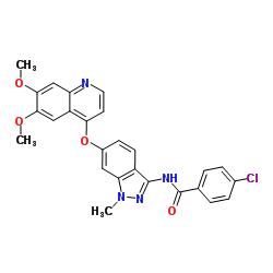 4-Chloro-N-{6-[(6,7-dimethoxy-4-quinolinyl)oxy]-1-methyl-1H-indazol-3-yl}benzamide结构式