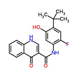 N-[2-Fluoro-5-hydroxy-4-(2-methyl-2-propanyl)phenyl]-4-oxo-1,4-dihydro-3-quinolinecarboxamide Structure