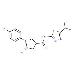 1-(4-fluorophenyl)-5-oxo-N-[5-(propan-2-yl)-1,3,4-thiadiazol-2-yl]pyrrolidine-3-carboxamide结构式