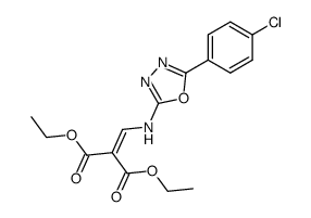 2-{[5-(4-Chloro-phenyl)-[1,3,4]oxadiazol-2-ylamino]-methylene}-malonic acid diethyl ester Structure